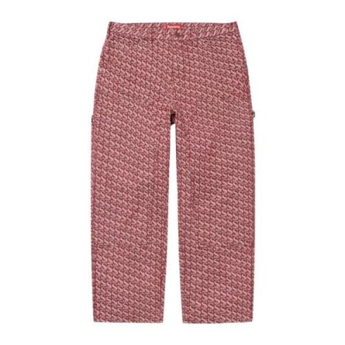 Supreme Röd Dubbel Knä Denim Målarbyxa Red, Herr