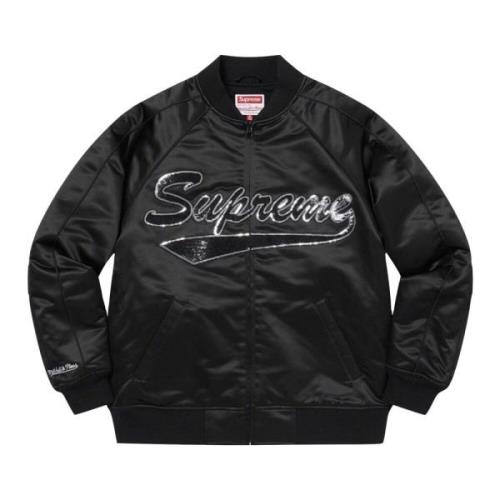 Supreme Begränsad upplaga Sequin Logo Varsity Jacket Black, Herr