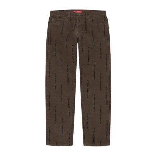 Supreme Begränsad upplaga Logo Stripe Regular Jean Brown, Herr