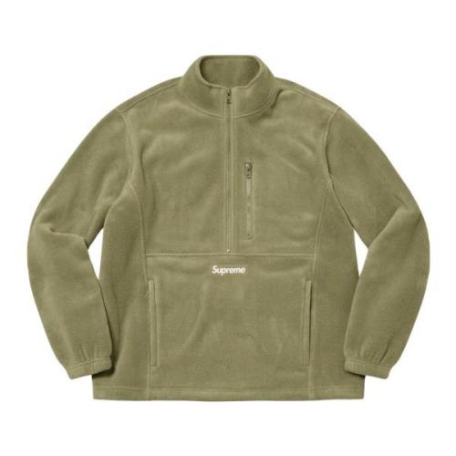 Supreme Begränsad upplaga Half Zip Pullover Ljus oliv Green, Herr