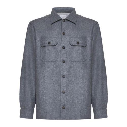 Brunello Cucinelli Grå Ull Overshirt med Fickor Gray, Herr