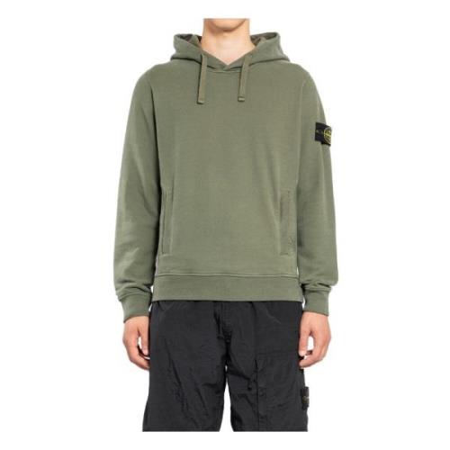 Stone Island Huvtröja i Jersey med Logo Badge Green, Herr