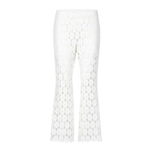 Erika Cavallini Vita Macramé Straight-Leg Byxor White, Dam