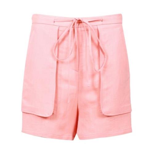 Mauro Grifoni Bomull Linne Dragsko Shorts Enfärgad Pink, Dam