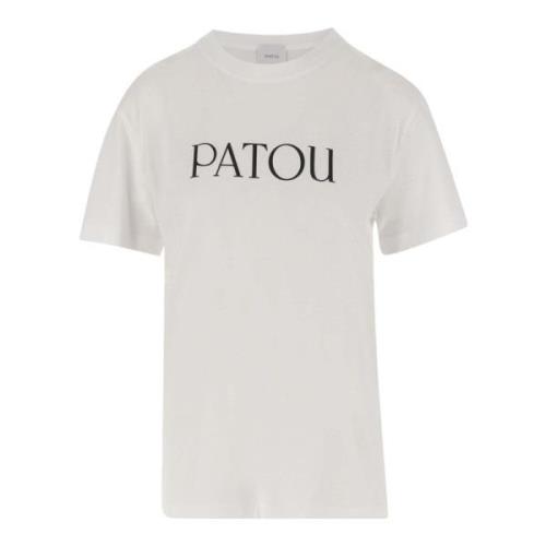 Patou Bomull T-shirt med Logo, Vit White, Dam