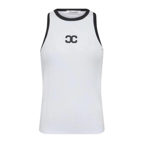 Co'Couture Vit Tanktop med Svarta Detaljer White, Dam