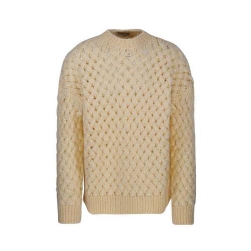 Bonsai Stickad Crewneck Oversize Tröja i Beige Beige, Herr