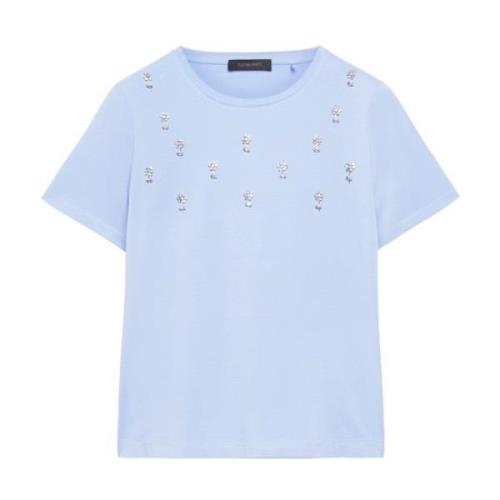 Elena Mirò Blommig broderad T-shirt Blue, Dam