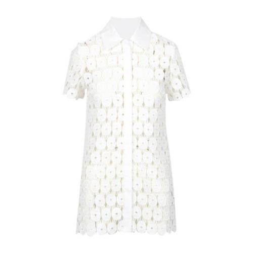 Erika Cavallini Vit Bomull Macrame Spetskrage Blus White, Dam