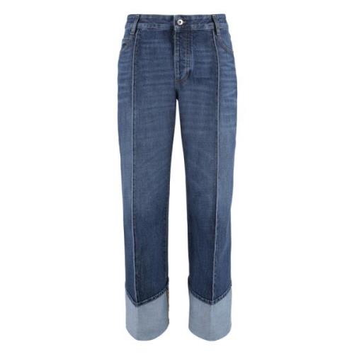 Bottega Veneta Cropped Jeans med upprullade benslut Blue, Dam