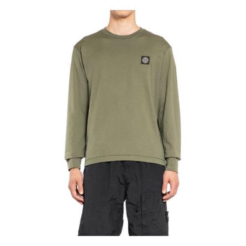 Stone Island Långärmad rund hals T-shirt Green, Herr