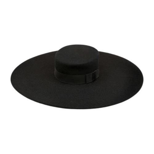 Nina Ricci Svart Filtull Capeline Hatt Black, Dam