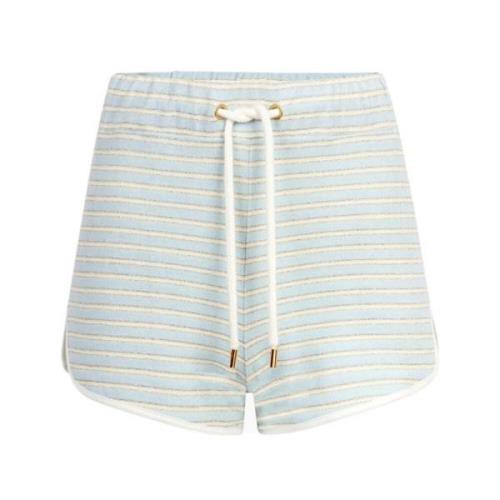 Nina Ricci Blå & Guld Randig Terry Bomull Hotpants Blue, Dam