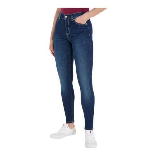 Tommy Jeans Mörk Denim Skinny Bomull Stretch Jeans Blue, Dam