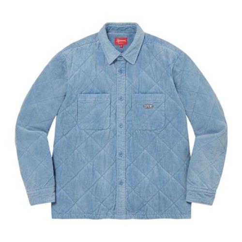 Supreme Quiltad Corduroy Skjorta Skifferblå Blue, Herr