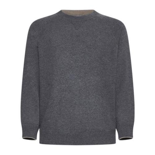 Brunello Cucinelli Grå Crew Neck Ulltröja Gray, Herr