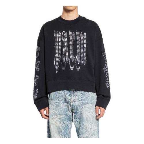 Palm Angels Studded Gothic Crewneck Svart Black, Herr