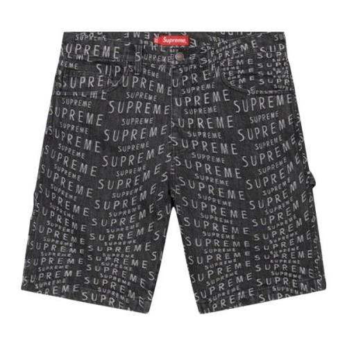 Supreme Begränsad upplaga Warp Jacquard Denim Shorts Black, Herr