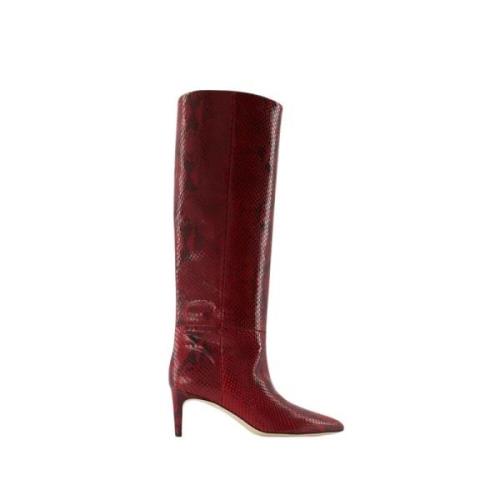 Paris Texas Burgundy Pythonläder Stiletto Stövlar Red, Dam