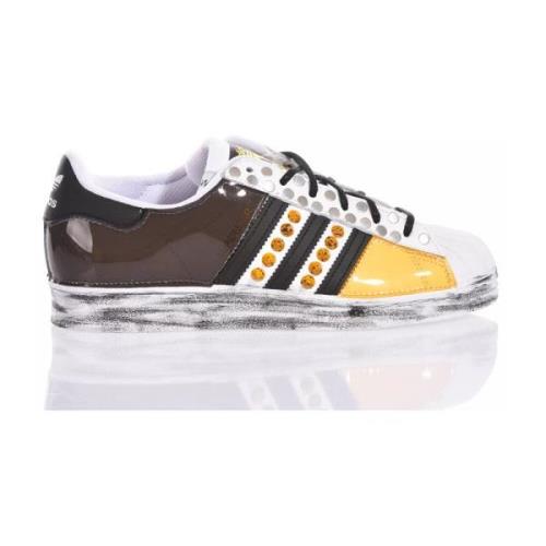 Adidas Anpassade vita gula svarta sneakers Multicolor, Herr