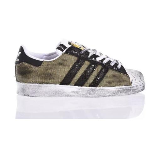 Adidas Svart Grön Sneakers Anpassad Stil Multicolor, Herr