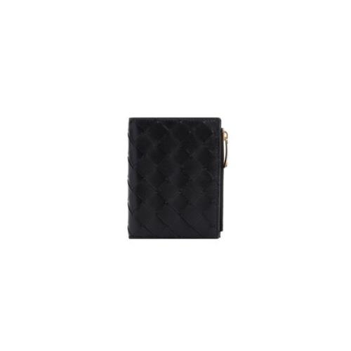 Bottega Veneta Intrecciato Bi-Fold Zip Wallet Black, Dam