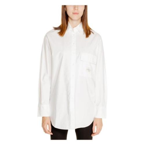 Calvin Klein Bomullsverktyg Blus Höst/Vinter Kollektion White, Dam