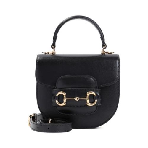 Gucci Klassisk Horsebit Topphandtagväska Black, Dam