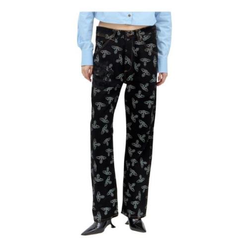 Vivienne Westwood Orb Motif Distressed Jeans Black, Dam