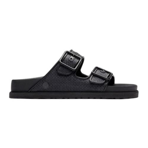 Birkenstock Raffia Luxe Sandaler med Logo Plaque Black, Dam