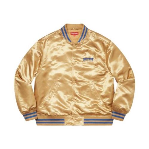 Supreme Guld Satin Varsity Jacka Begränsad Upplaga Yellow, Herr