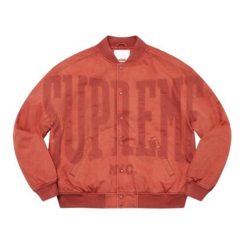 Supreme Rust Denim Varsity Jacket Limited Edition Orange, Herr