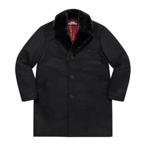 Supreme Svart Pälskrage Bilrock Begränsad Upplaga Black, Herr