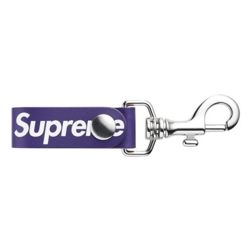 Supreme Lila Läder Nyckelring Begränsad Upplaga Purple, Unisex