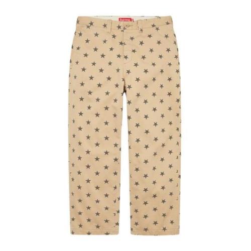 Supreme Begränsad Upplaga Khaki Stjärnor Chino Byxor Beige, Herr