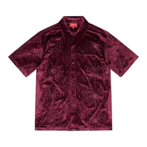 Supreme Spider Web Velvet Skjorta Burgundy Red, Herr