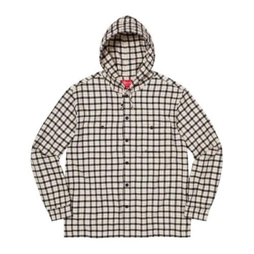 Supreme Mini Plaid Hooded Shirt White Multicolor, Herr