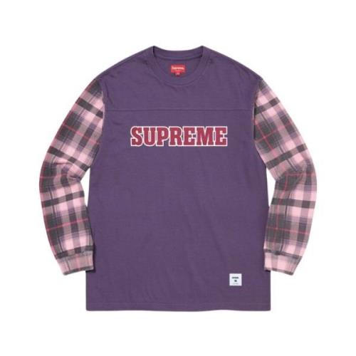 Supreme Rutig Ärm Långärmad Topp Purple, Herr