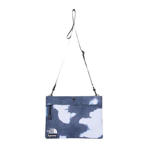 Supreme Begränsad upplaga Denim Print Skulder Väska Blue, Dam