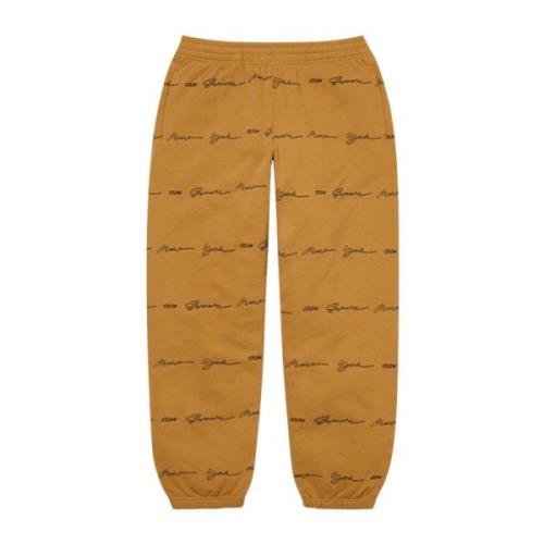 Supreme Script Stripe Sweatpant Dark Mustard Yellow, Herr