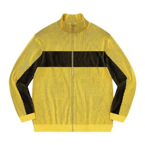 Supreme 2-Tone Ribbed Zip Up Sweater Yellow, Herr