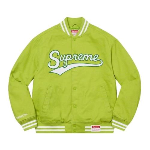 Supreme Grön Twill Varsity Jacka Begränsad Upplaga Green, Herr