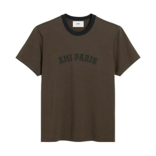 Ami Paris Ekologisk Bomull Tryckt Logotyp T-shirt Brown, Herr