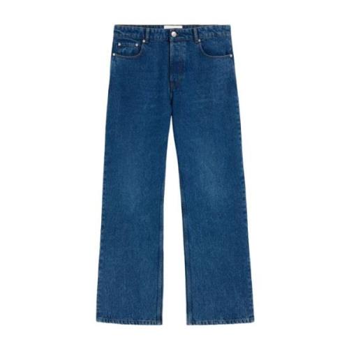 Ami Paris Denim Logo Patch Wide Leg Jeans Blue, Herr