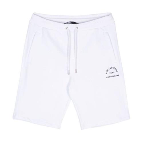 Karl Lagerfeld Broderad Logo Jersey Shorts White, Herr