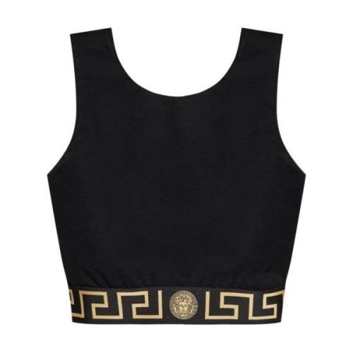 Versace Signatur Greca Detaljering Crew Neck Underkläder Black, Dam