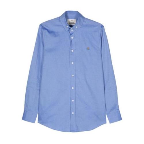 Vivienne Westwood Blå Bomullspoplin Button-Down Skjorta Blue, Herr