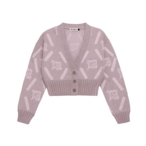 Misbhv Argyle Stickad Kofta Rosa Monogram Mönster Pink, Dam