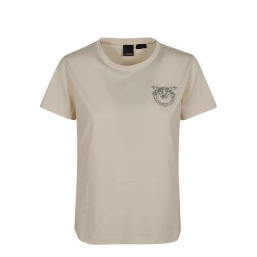 Pinko Jersey Logo T-shirt i vitt White, Dam