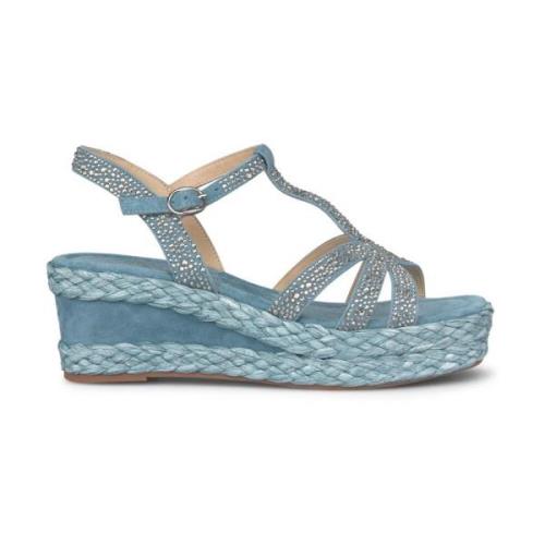 Alma EN Pena Flätad kil sandal med dekorationer Blue, Dam